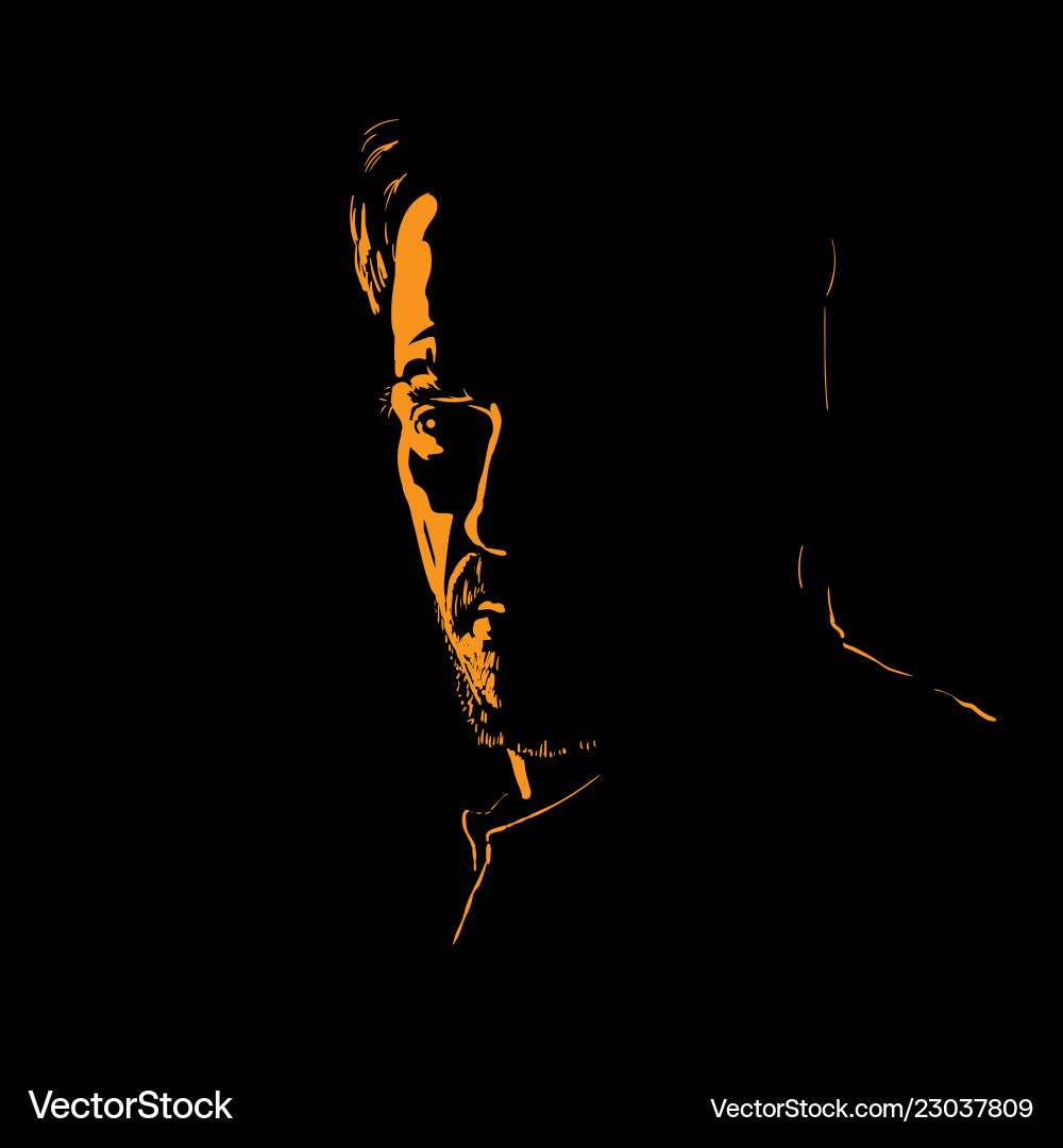 Man portrait silhouette in backlight contrast Man portrait silhouette in backlight contrast vector image