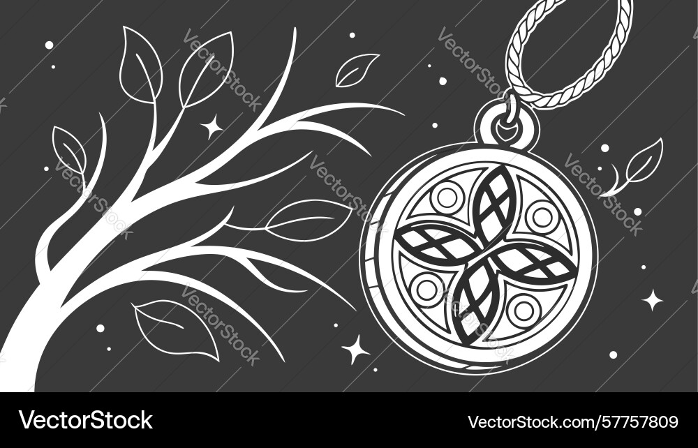 Mystical pendant on branch design generative ai Vector Image