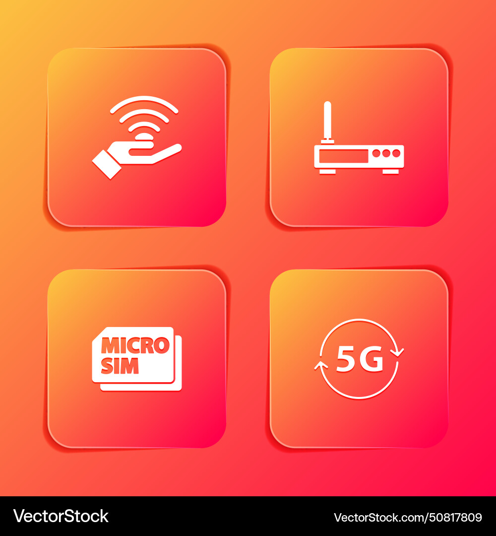 Set 5g network router and wi-fi signal micro sim Set 5g network router and wi-fi signal micro sim Vector Image