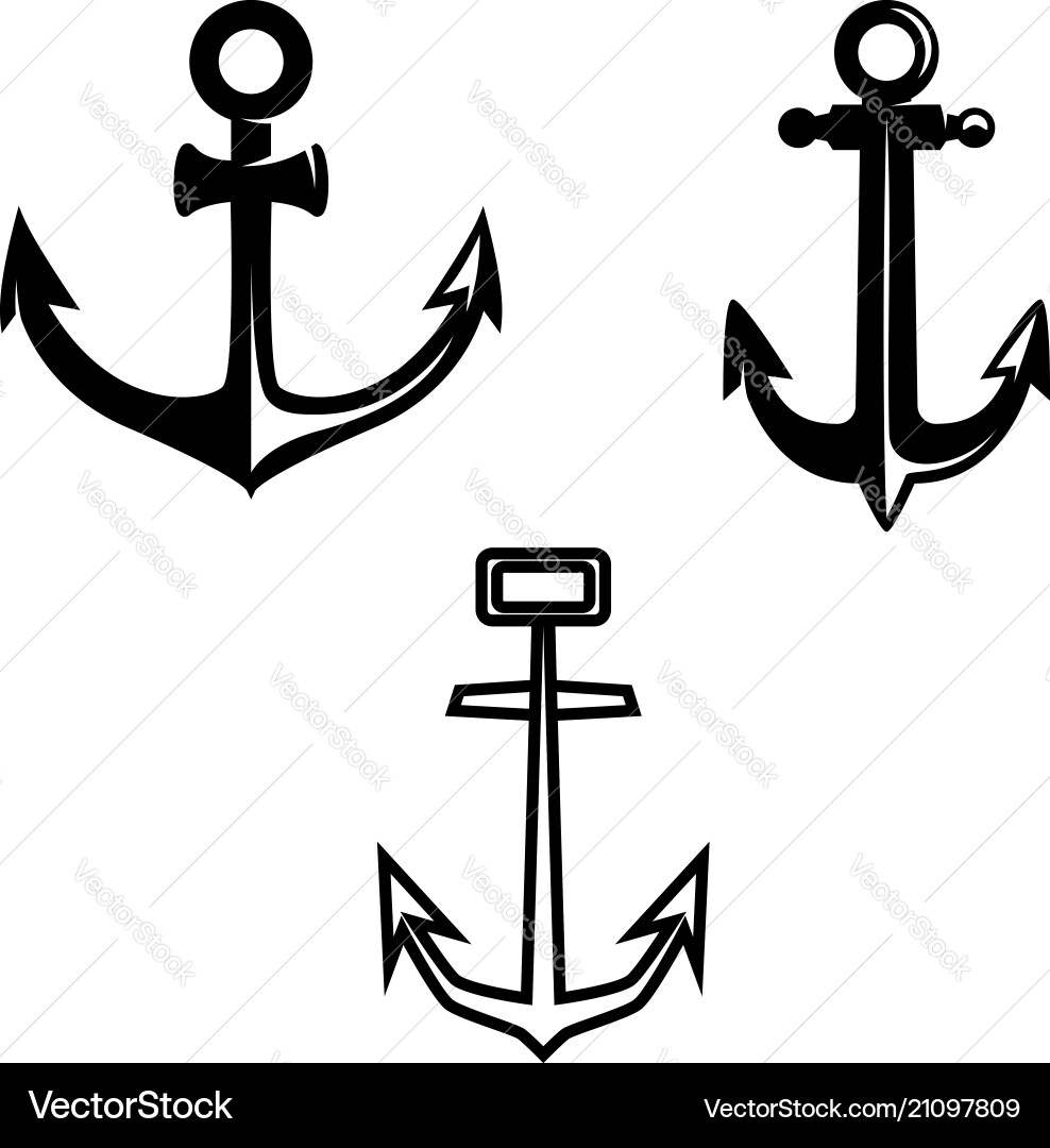 Set of anchor icons design element for logo label Set of anchor icons design element for logo label vector image