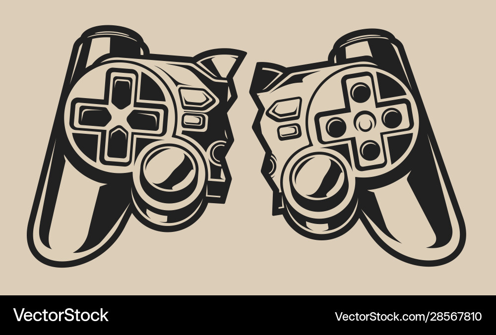 A broken joystick on light background vector image