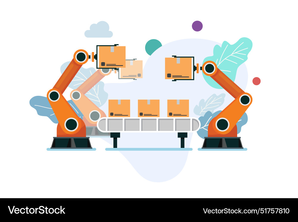 Automation robot arm machine smart factory Automation robot arm machine smart factory vector image