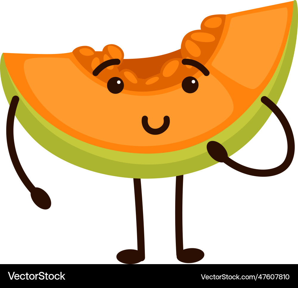 Funny fruit cartoon character melon slice Funny fruit cartoon character melon slice vector image