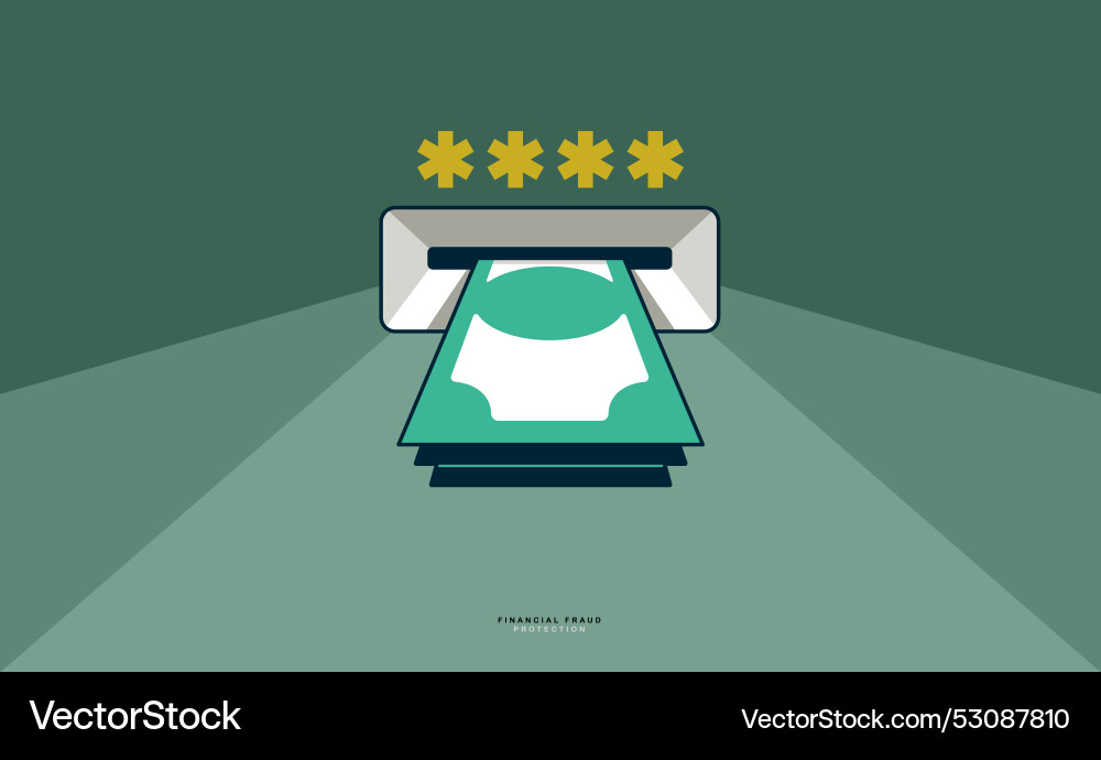 Money stack from atm with password or code Money stack from atm with password or code vector image