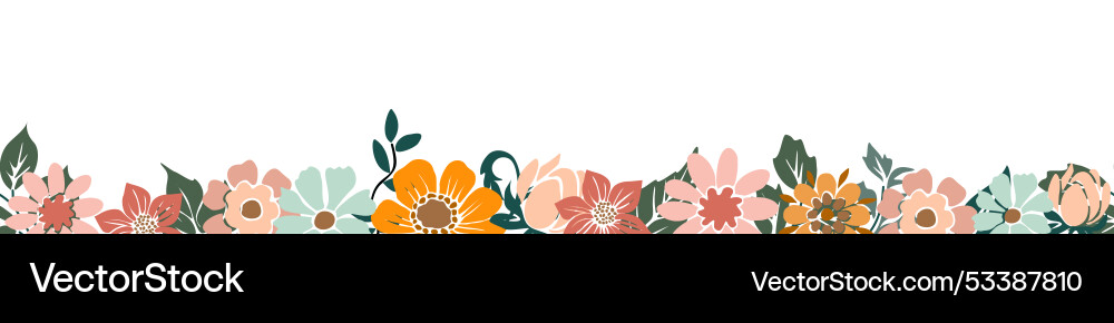 Nahtlose botanische Blumen hinterlässt Grenze auf weiß Nahtlose botanische Blumen hinterlässt Grenze auf weiß vektorbild