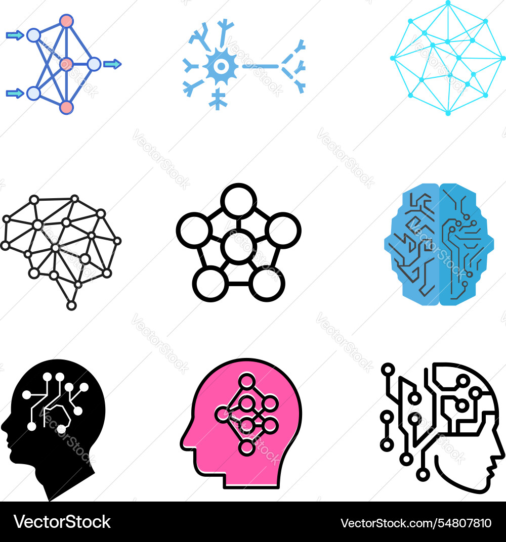 Neural network graphics pack ai inspired tech Vector Image