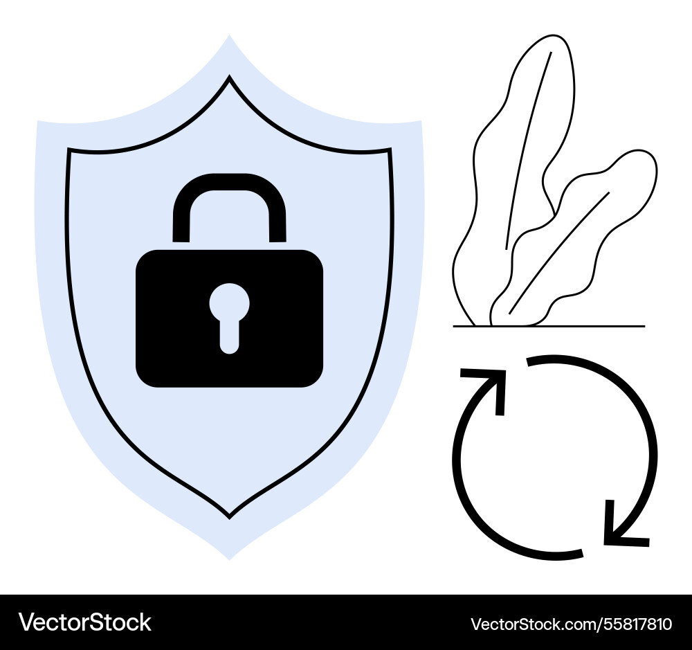 Secure system renewal concept with shield lock Secure system renewal concept with shield lock vector image
