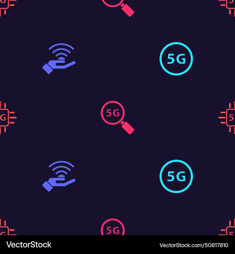 Set 5g network search and processor on seamless Set 5g network search and processor on seamless vector image