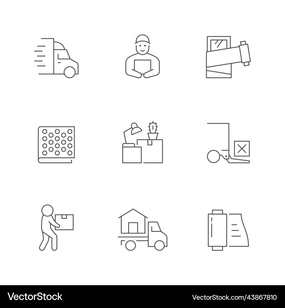 Set line icons of moving service Set line icons of moving service vector image