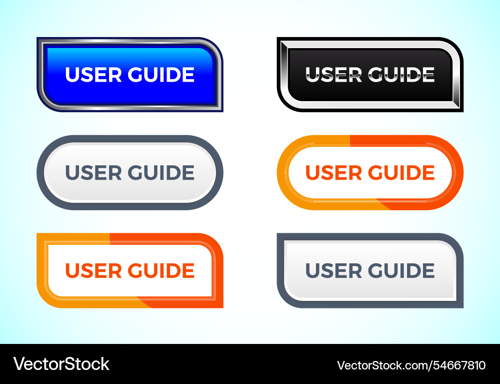 User guide button set of different shapes User guide button set of different shapes Vector Image