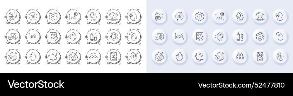 Water drop graph chart and report line icons Water drop graph chart and report line icons vector image