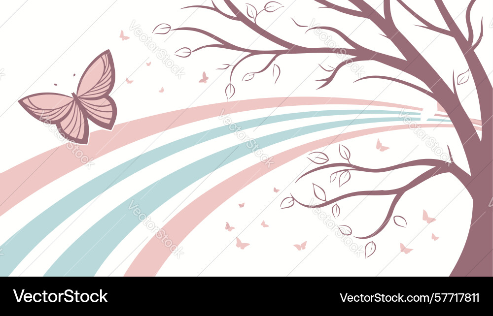 Abstract tree with flowing bands of color design Vector Image