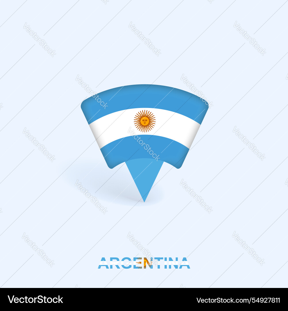 Argentina flag map pointer design with shadow Argentina flag map pointer design with shadow vector image
