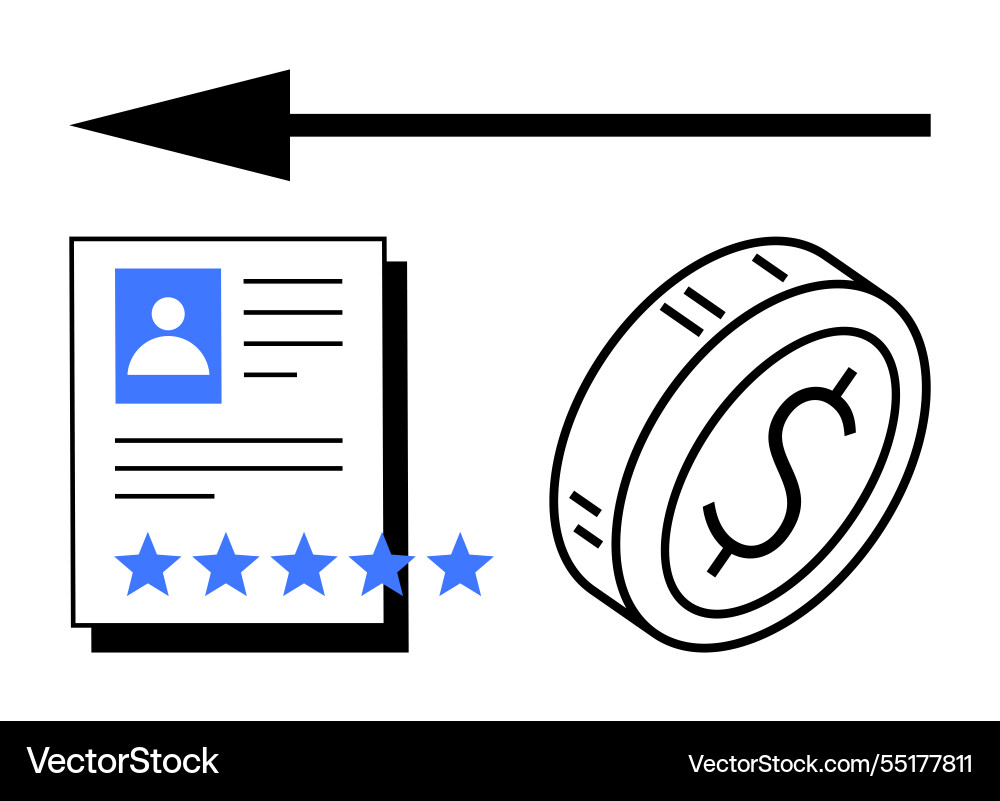 Arrow pointing over profile document with star Vector Image