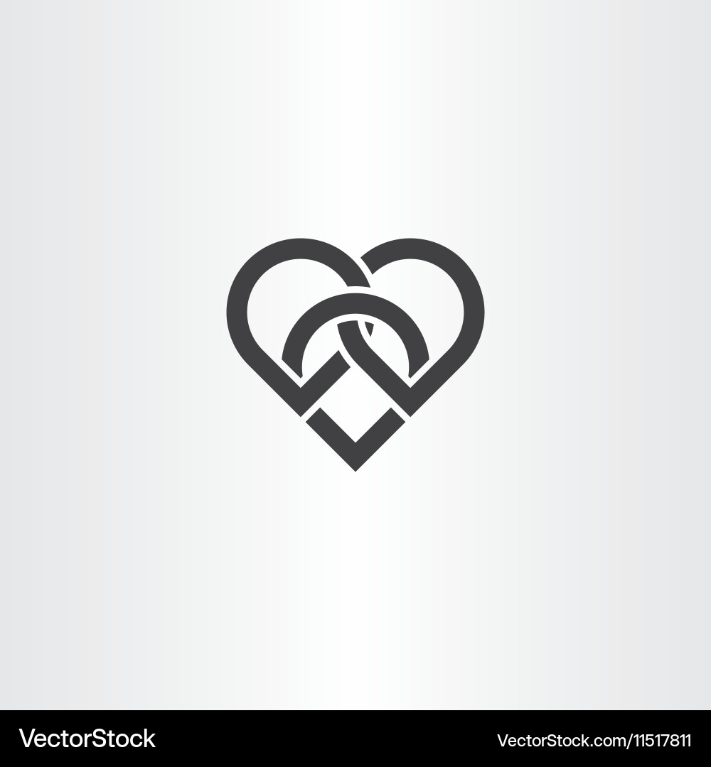 Black Heart Knot Icon Vector Image
