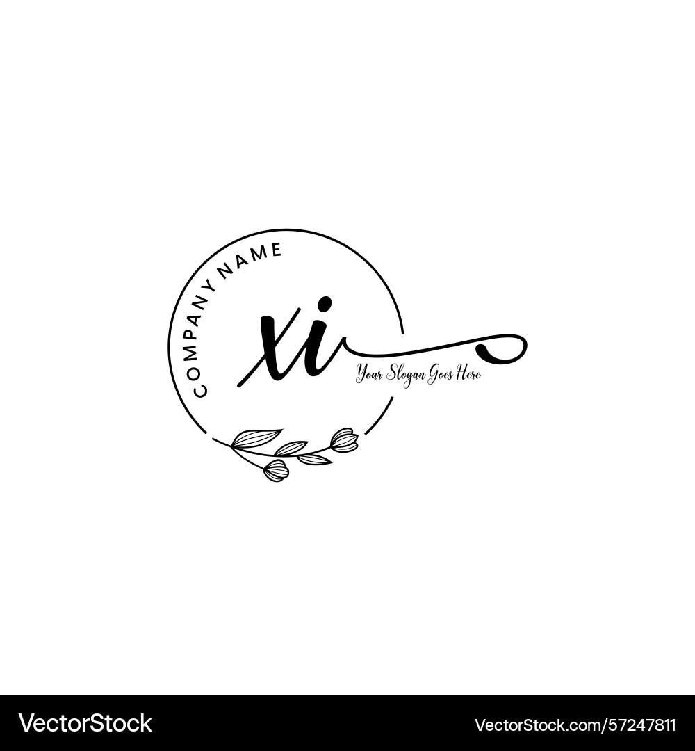 Elegant xi initial logo design with botanical Vector Image