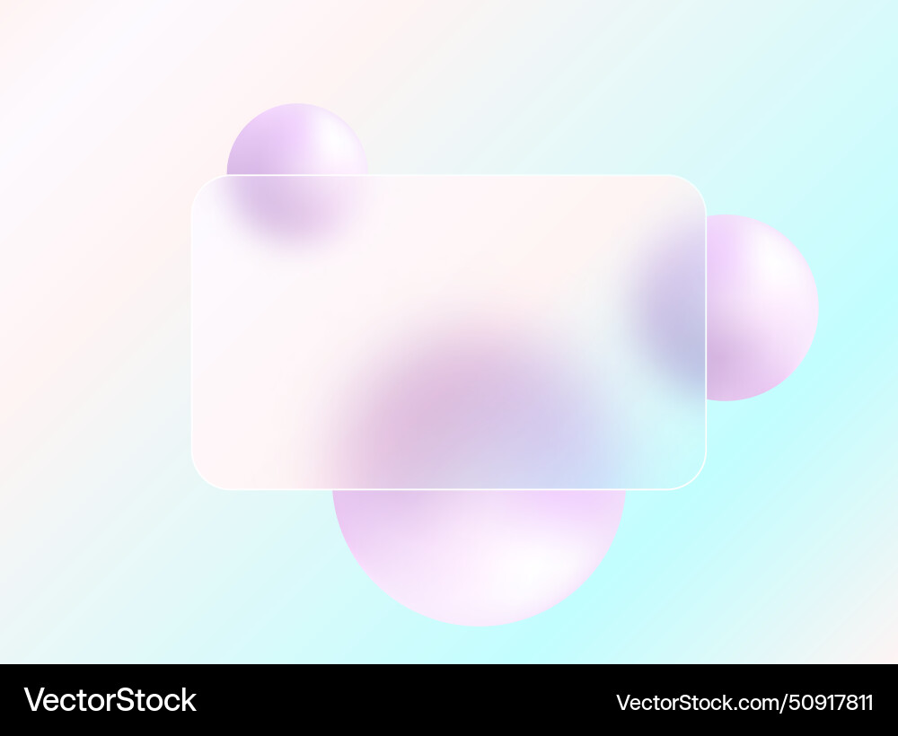 Glass morphism landing page with square frame Glass morphism landing page with square frame Vector Image