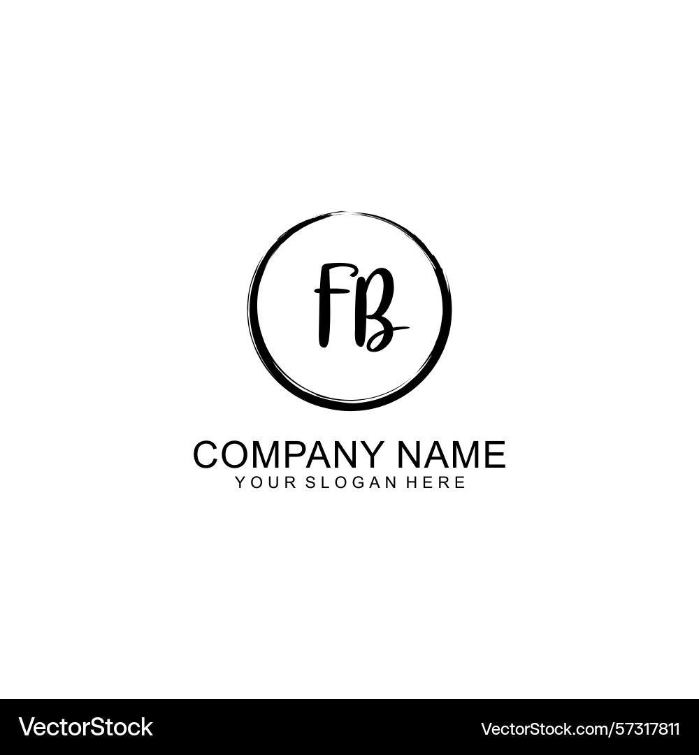 Handwritten fb initial logo with circle Handwritten fb initial logo with circle vector image