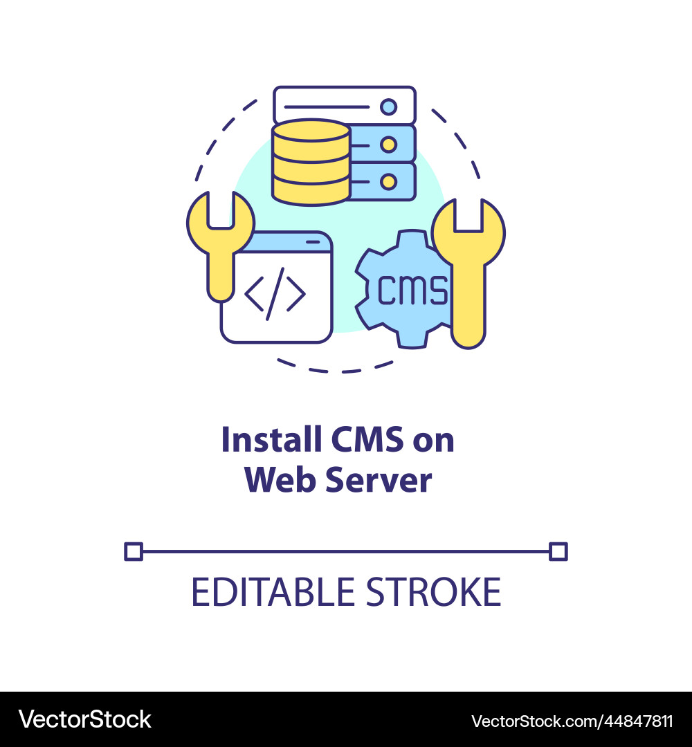 Install cms on web server concept icon Install cms on web server concept icon vector image