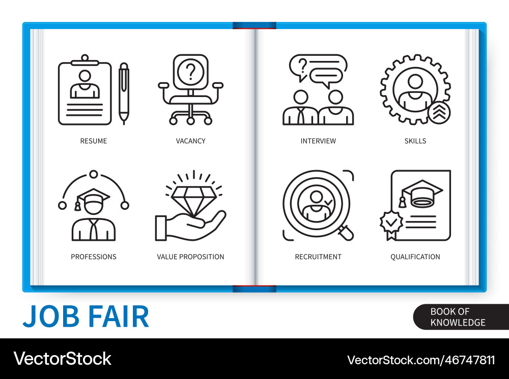 Job fair infographics linear icons collection Vector Image