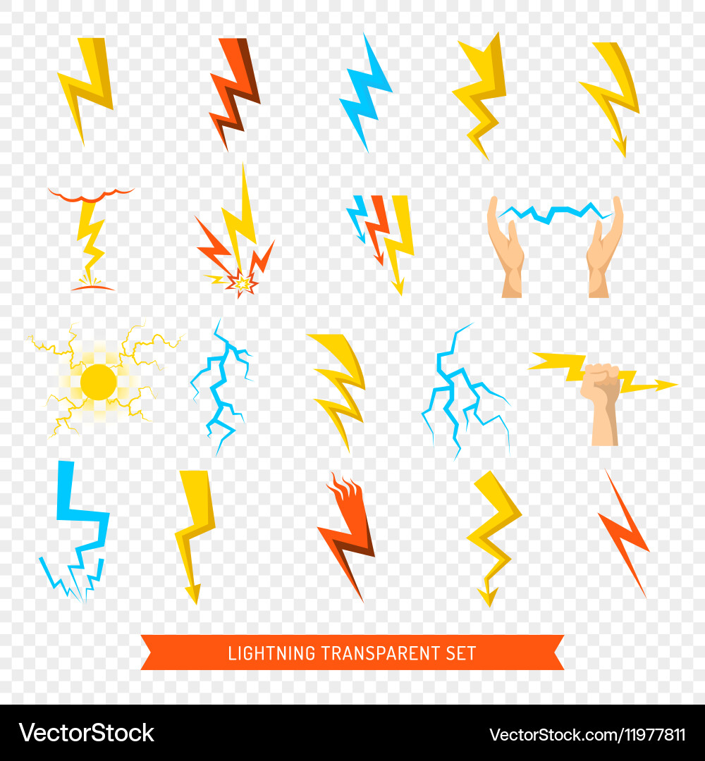 Lightning icons transparent set Vector Image