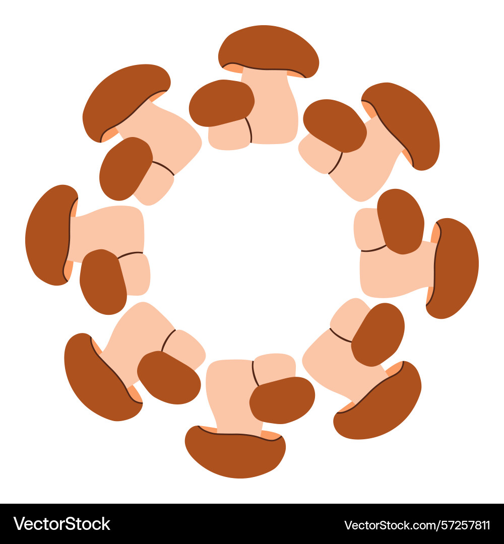 Mushroom circle frame round border made of fall Vector Image