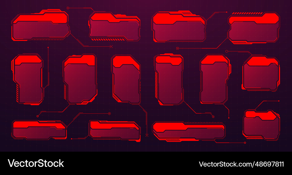 Red futuristic hud or ui elements sci-fi user Vector Image