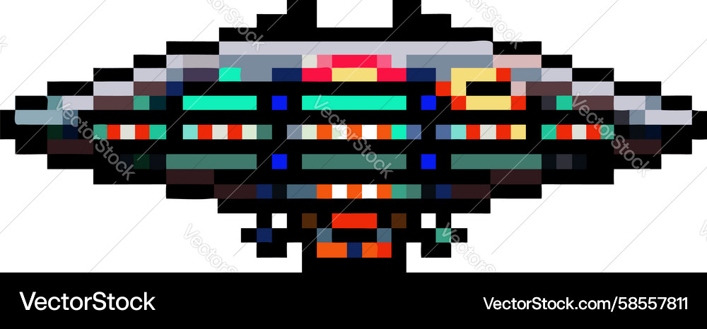 Retro Pixel Spaceship Vector Image