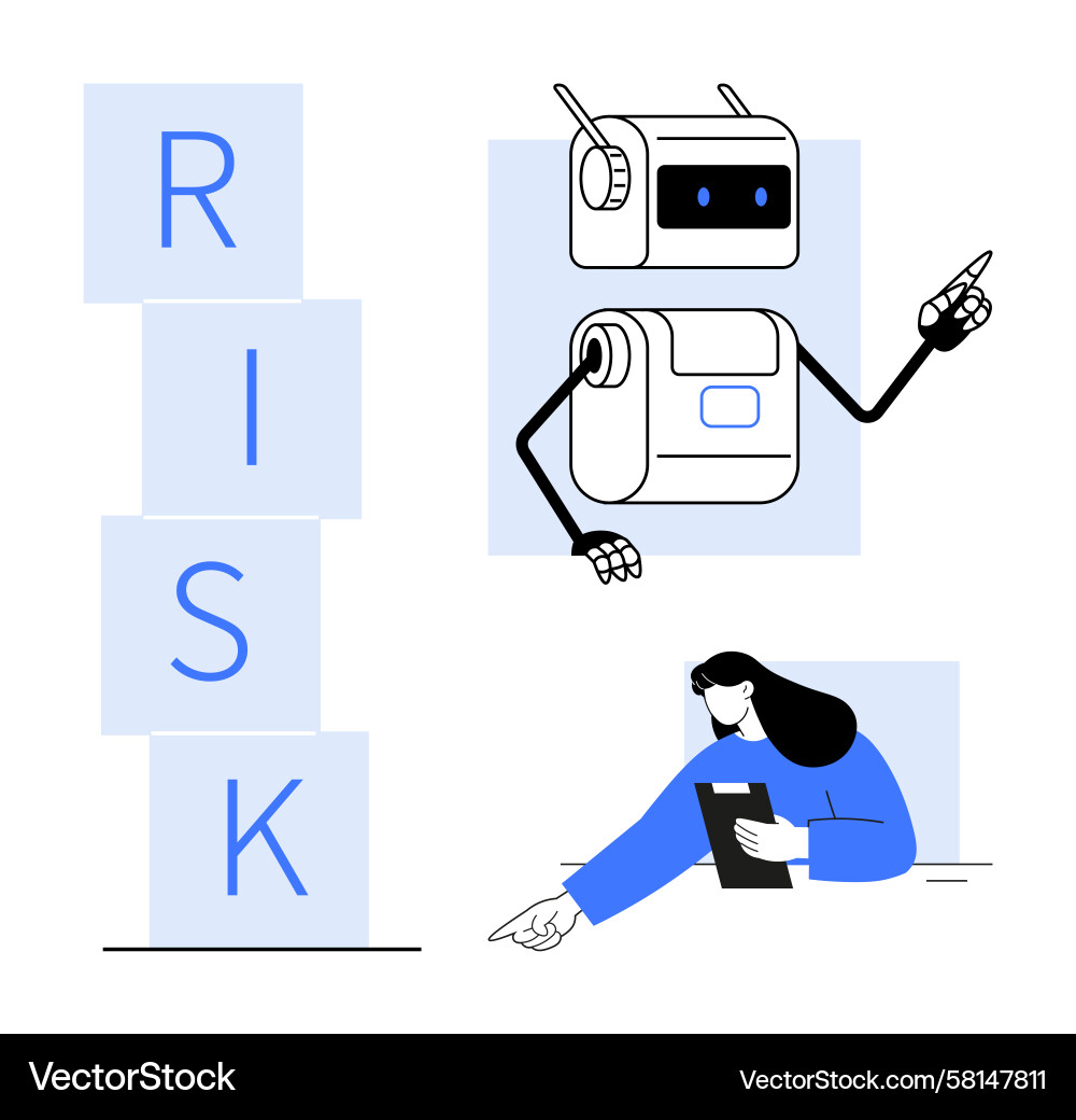 Risk Analysis Robot Interaction Vector Image