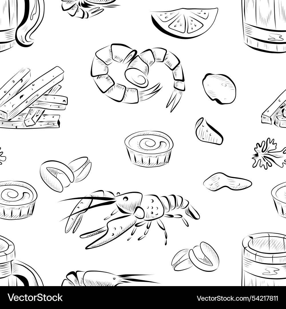 Seamless pattern line art elements beer bar Seamless pattern line art elements beer bar vector image
