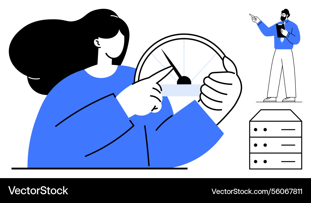 Teamwork boosting performance with data analytics Vector Image