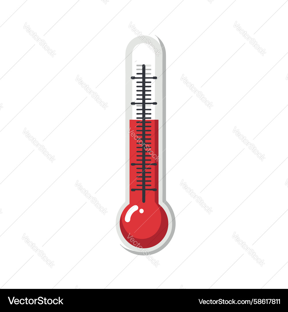 Thermometer showing high temperature reading Vector Image