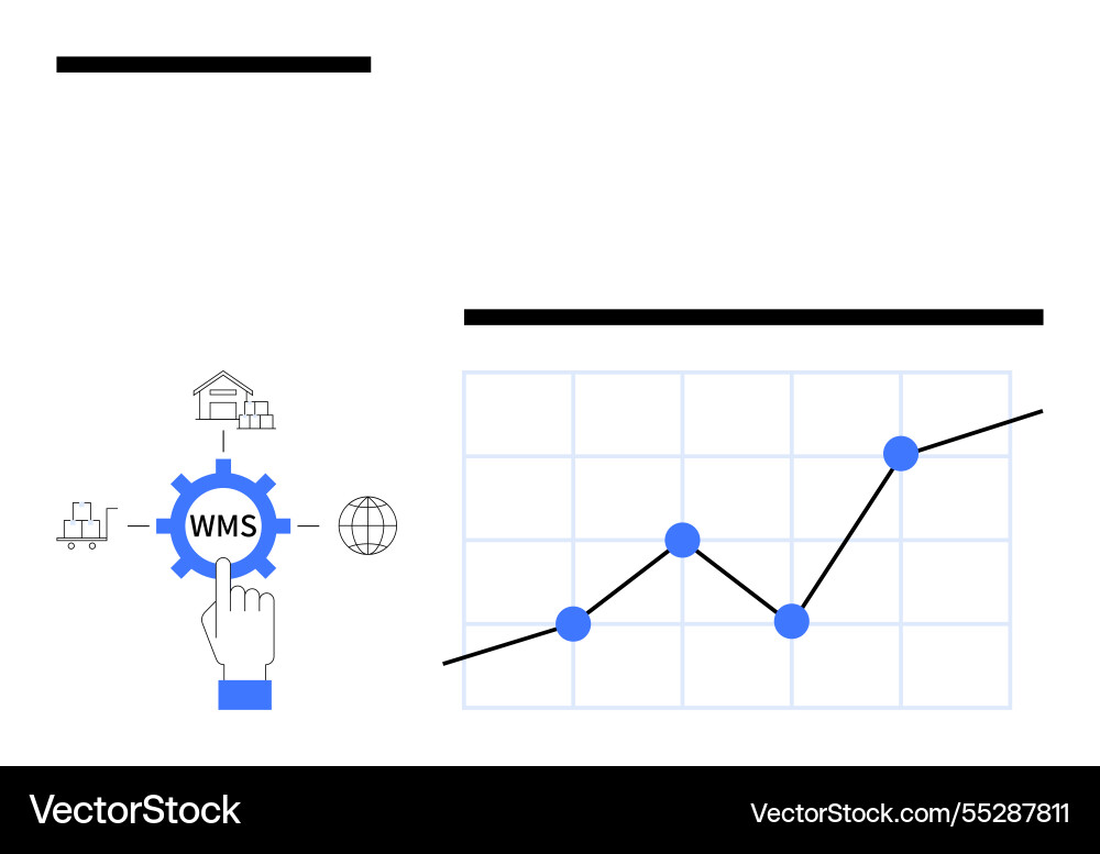 Warehouse management system gear and graph showing Vector Image