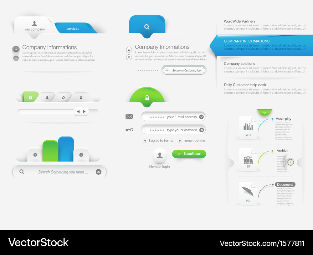 Website Menu & Navigation Template Vector Image
