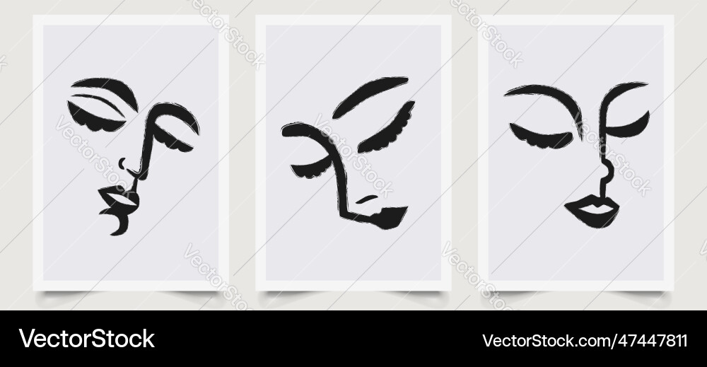 Woman portrait in minimal style hand drawn Woman portrait in minimal style hand drawn Vector Image