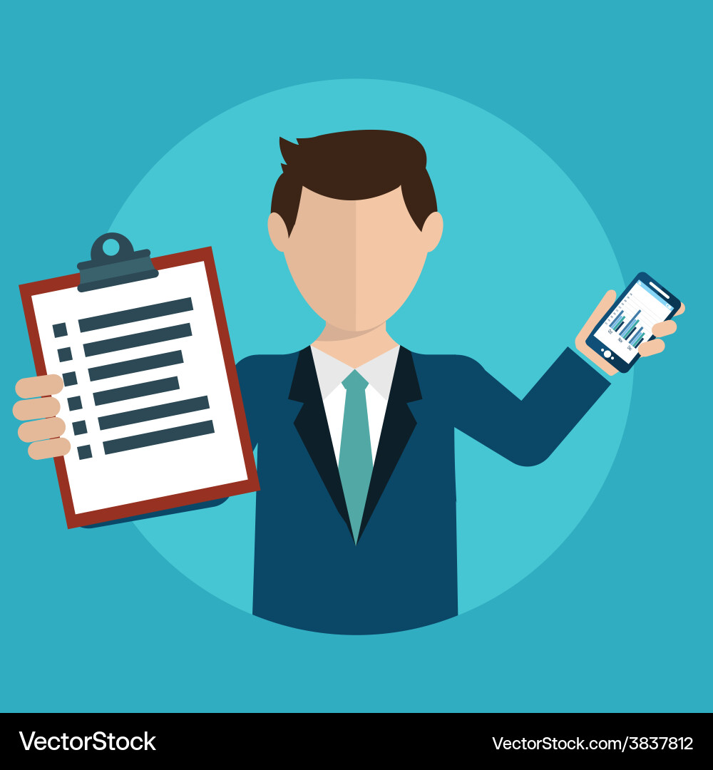 Businessman with a task showing and analytic vector image