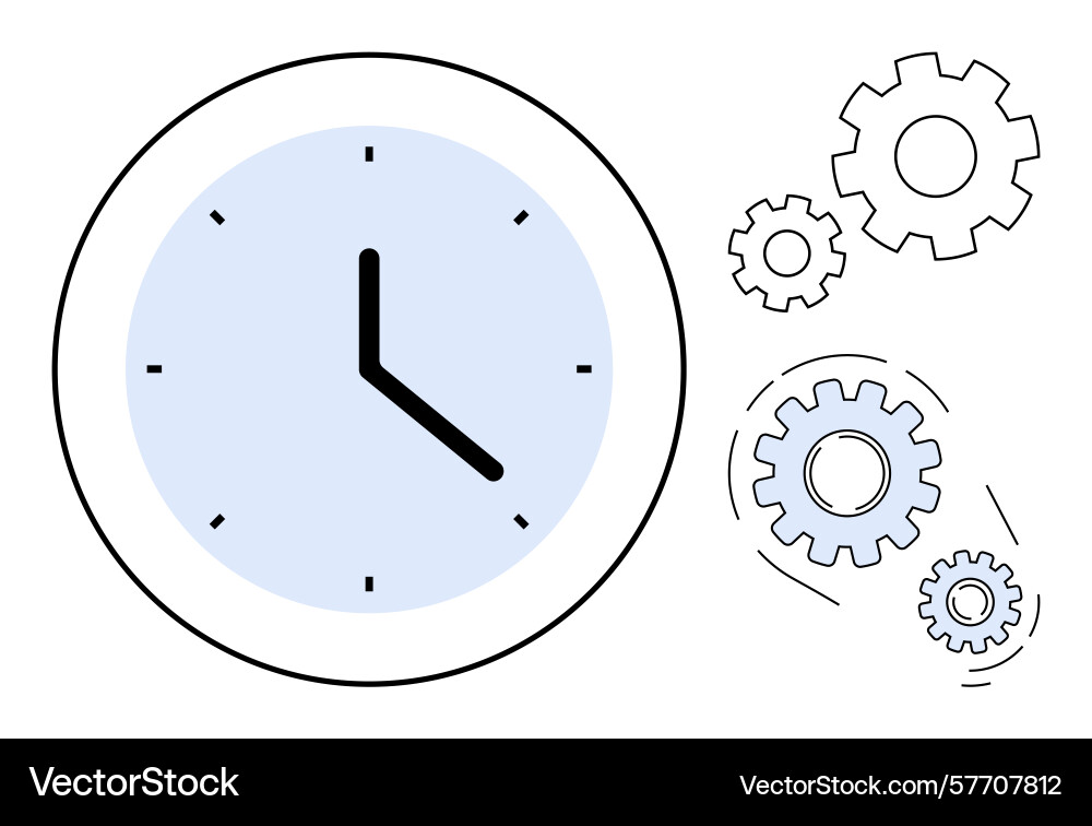 Clock paired with gears representing time Clock paired with gears representing time vector image