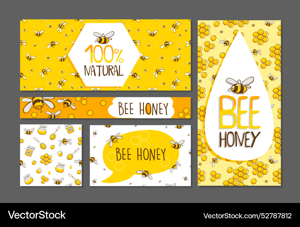 Cute Bee Baby Shower Cards & Flyers Vector Image