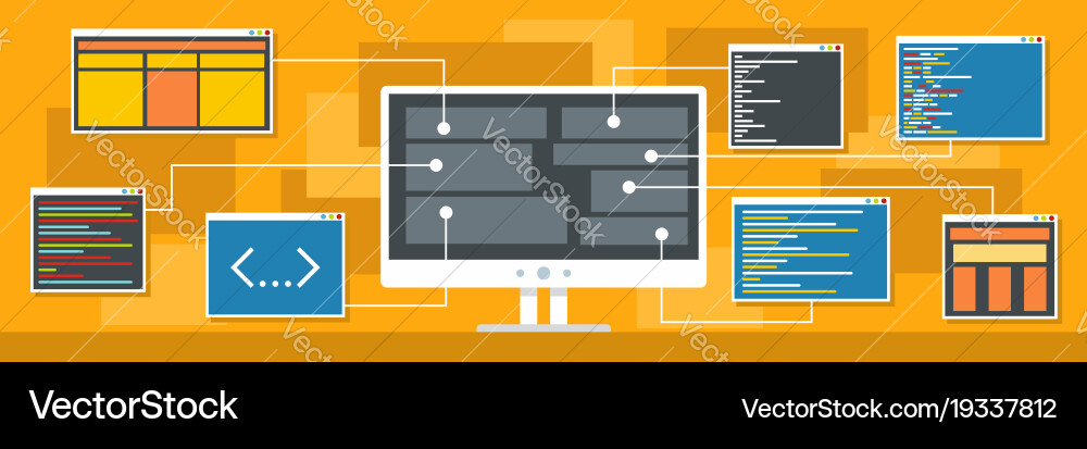 Decryption of data banner flat style vector image
