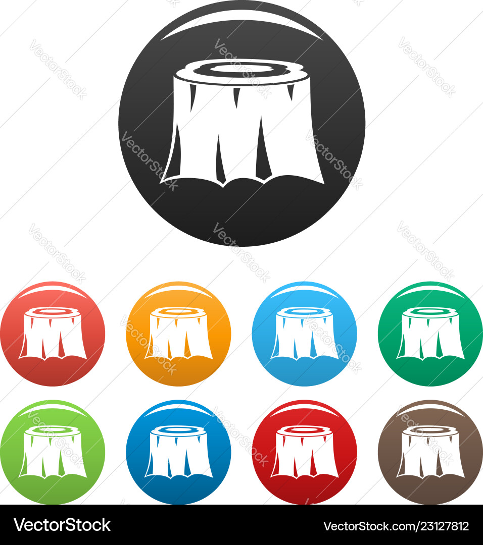 Forest cut tree icons set color Forest cut tree icons set color vector image