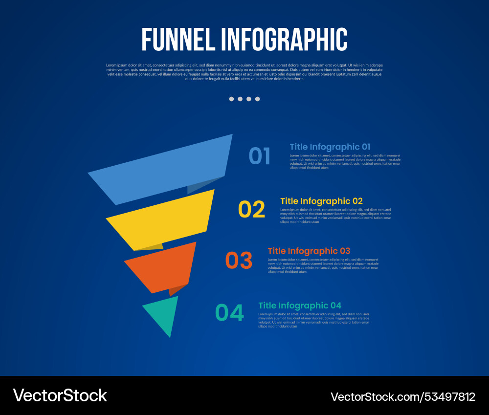 Funnel infographic with skew shape sharp edge Vector Image
