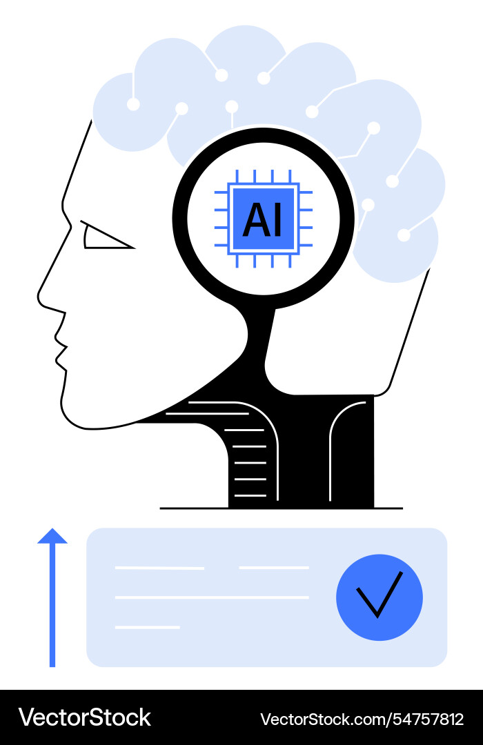 Human profile with ai chip neural network Human profile with ai chip neural network vector image
