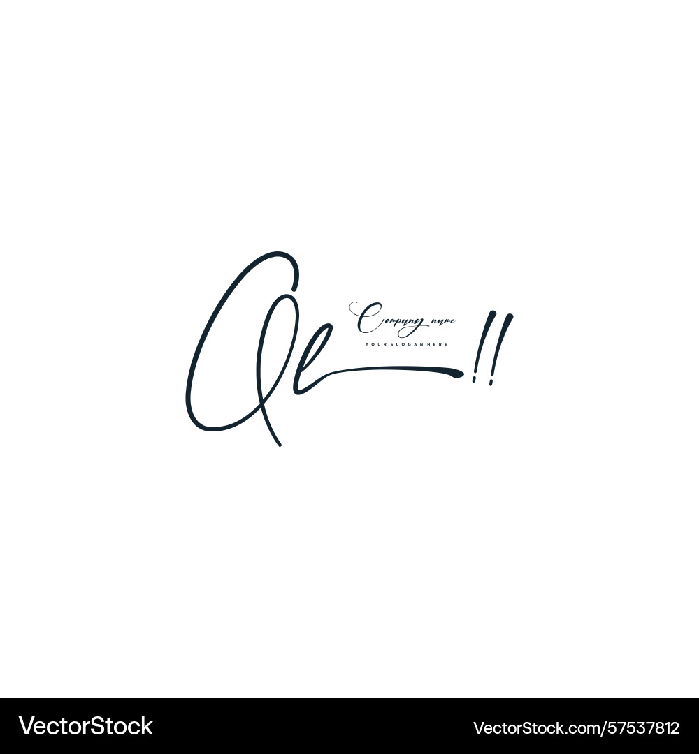 Minimal signature logo design with ql initials Vector Image