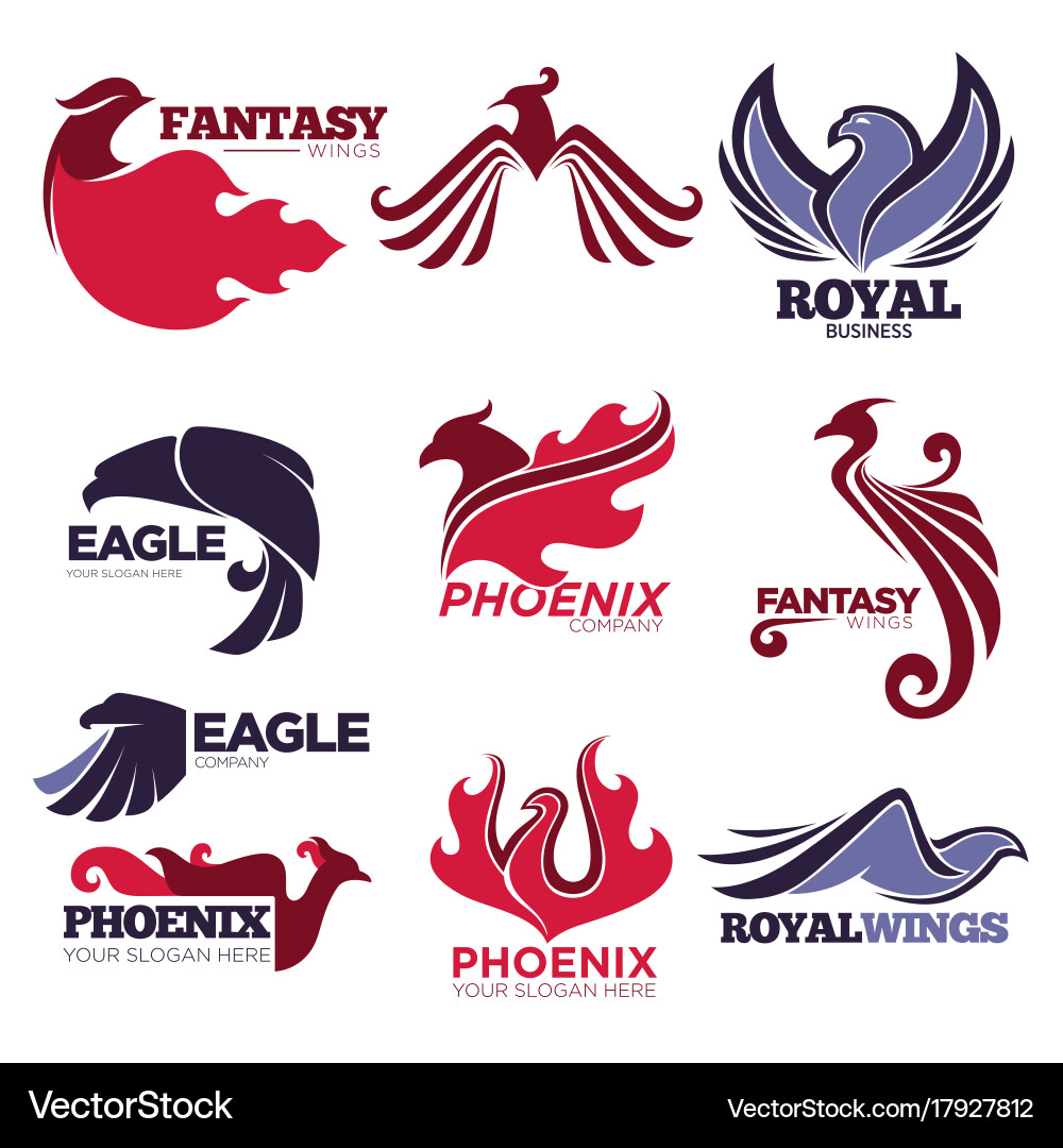 Mythic Phoenix Logo Set vector image