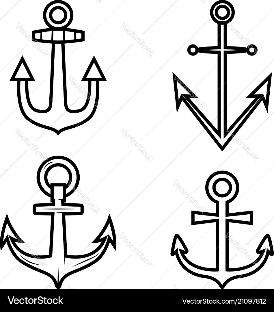Set of anchor icons design element for logo label Set of anchor icons design element for logo label vector image