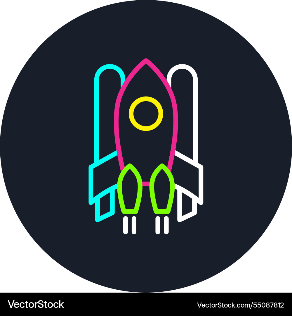 Spaceship line multi color icon Vector Image
