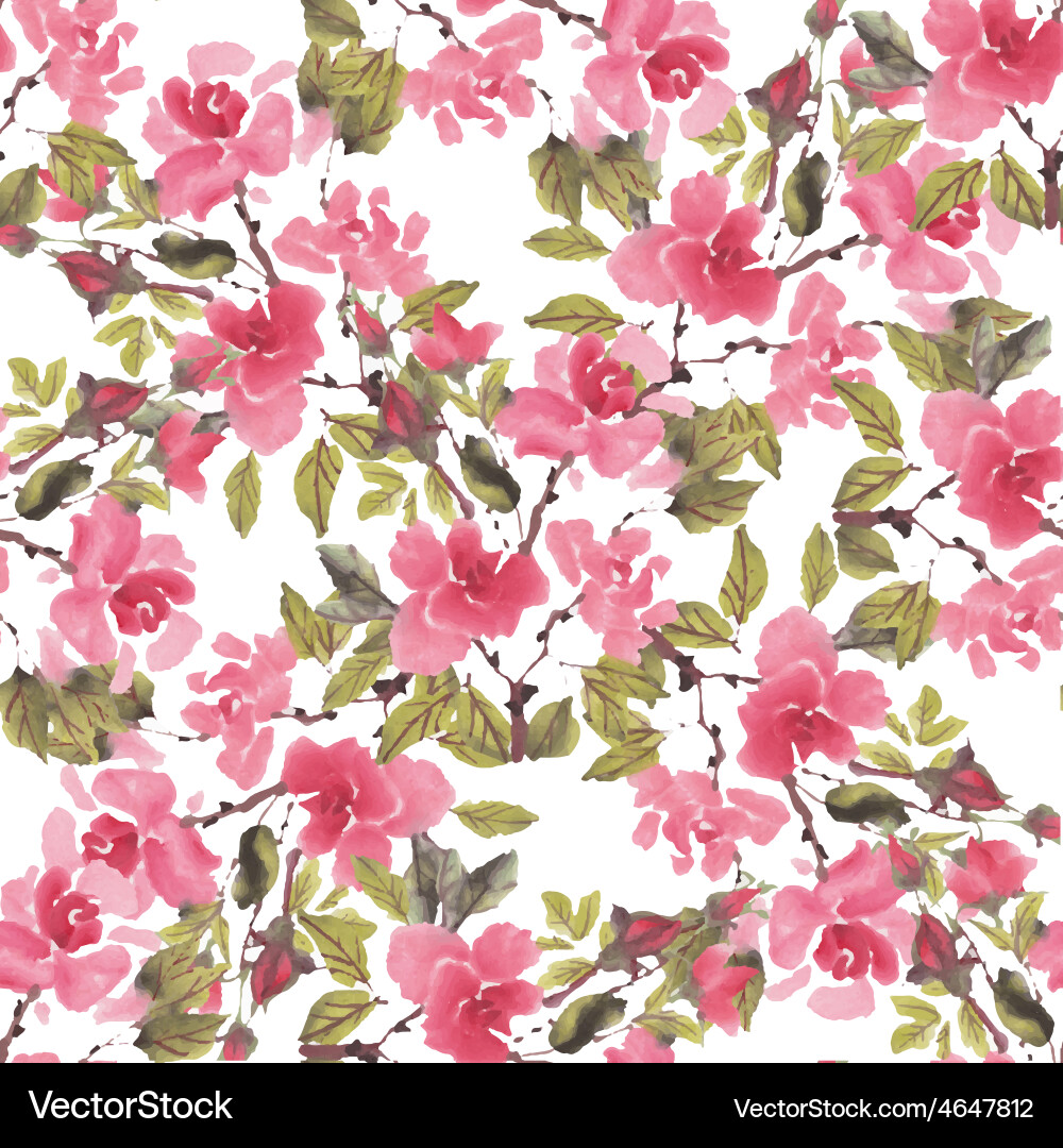 Watercolor Rose Pattern Vector Image