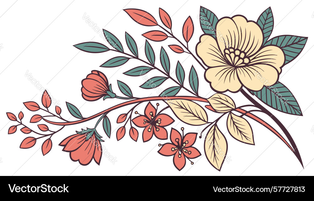 Abstract interlocking circular floral pattern vector image