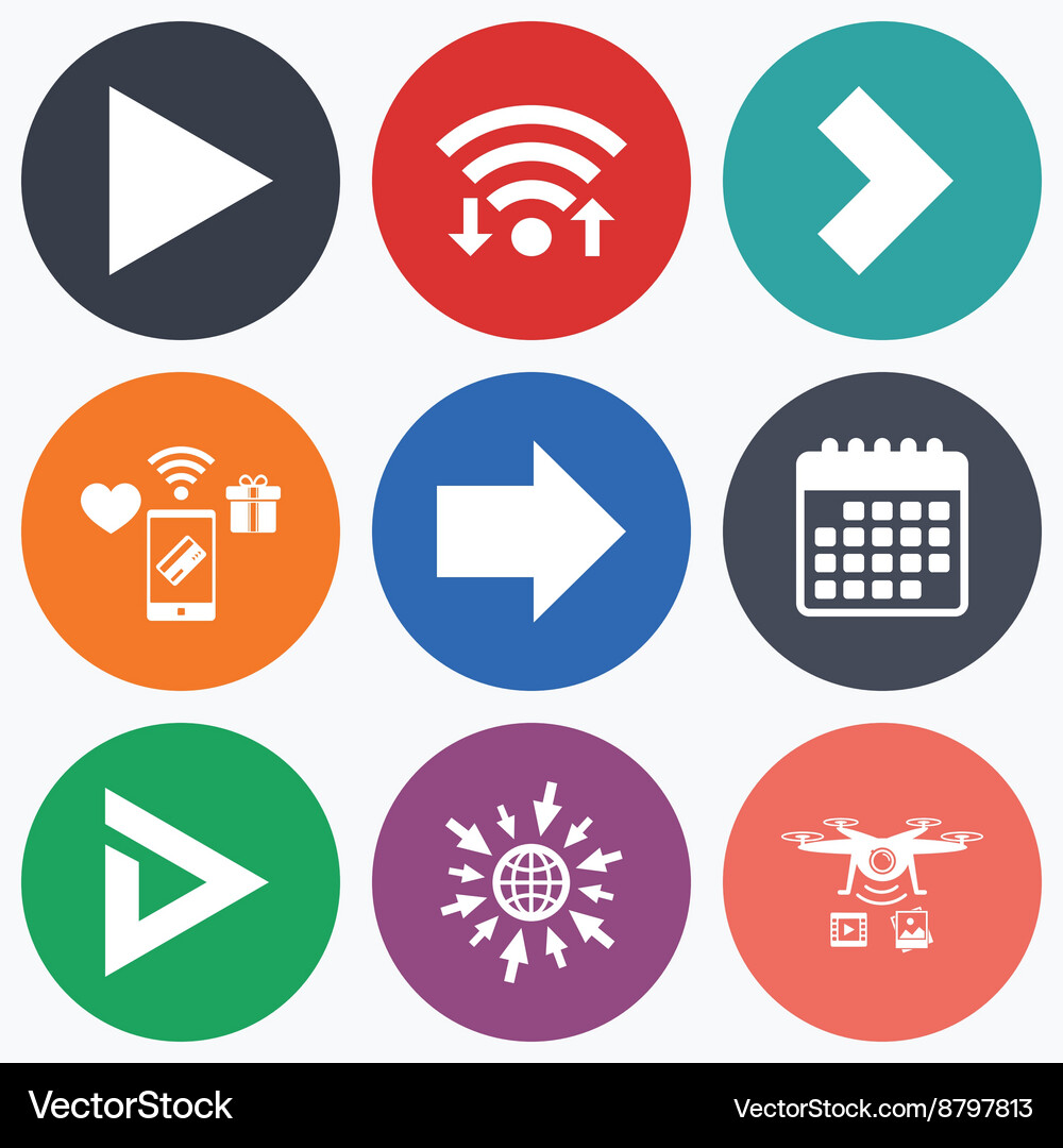 Arrow icons next navigation signs symbols Vector Image