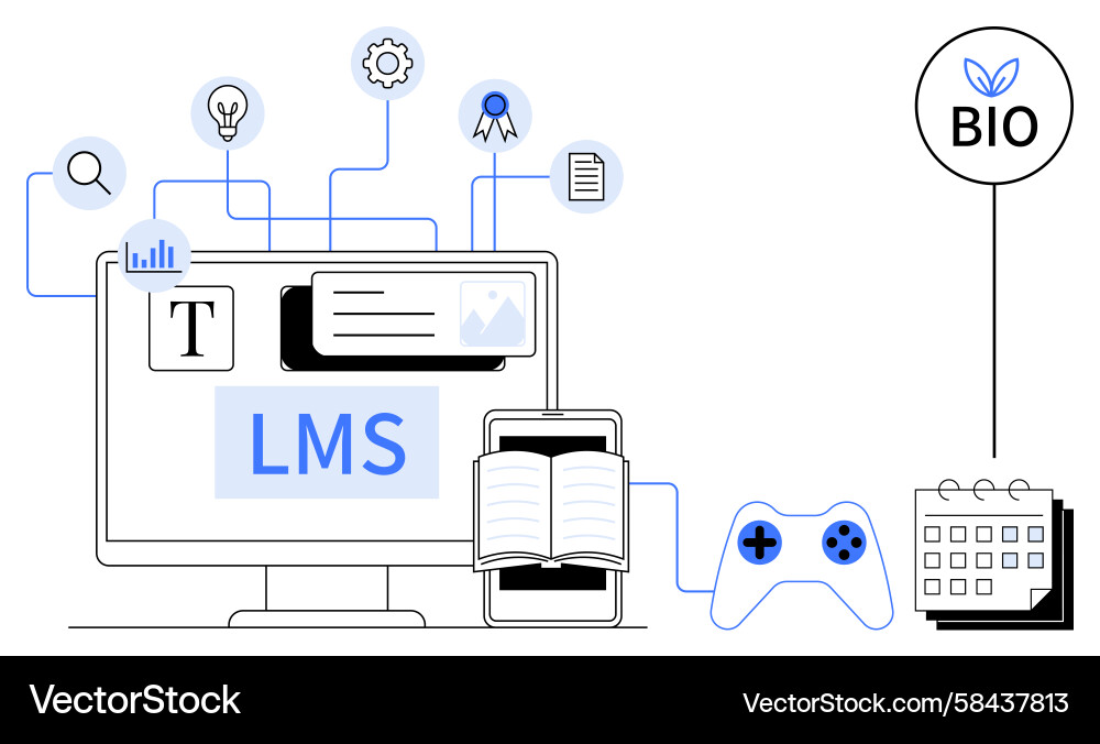 Digital Learning Platform - LMS Vector Image